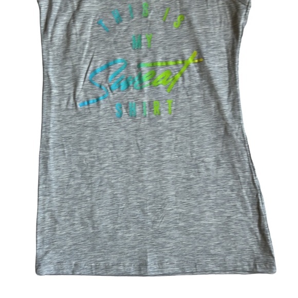 Reebok THIS IS MY SWEAT SHIRT Graphic Heathered Gray Tank Top Size Small New - Picture 2 of 9